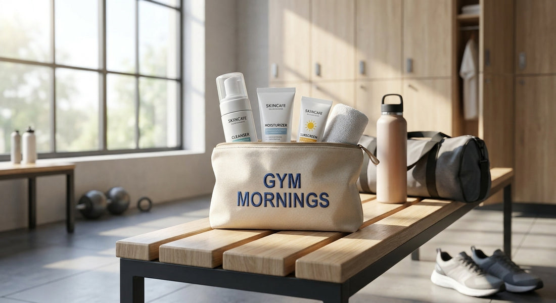Skincare routine set for gym mornings