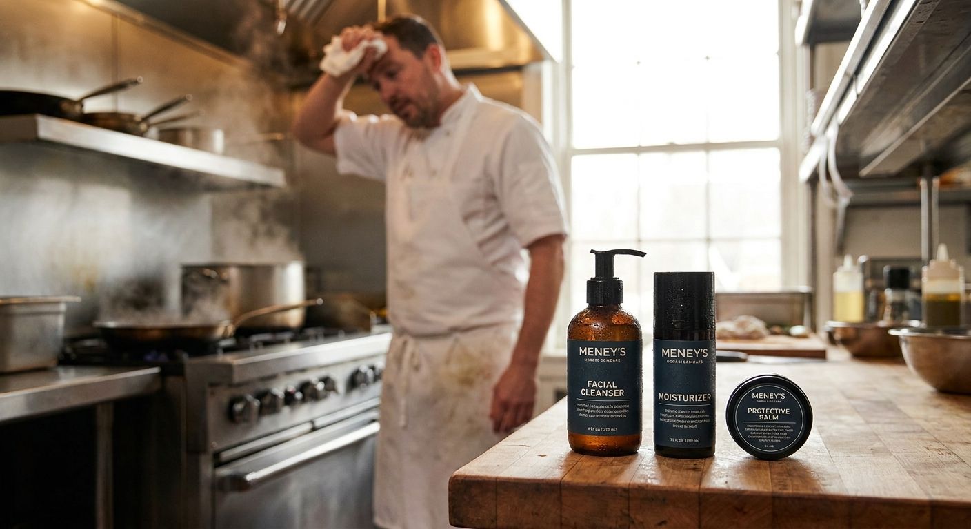 Skincare set for men who work in hot kitchens all day