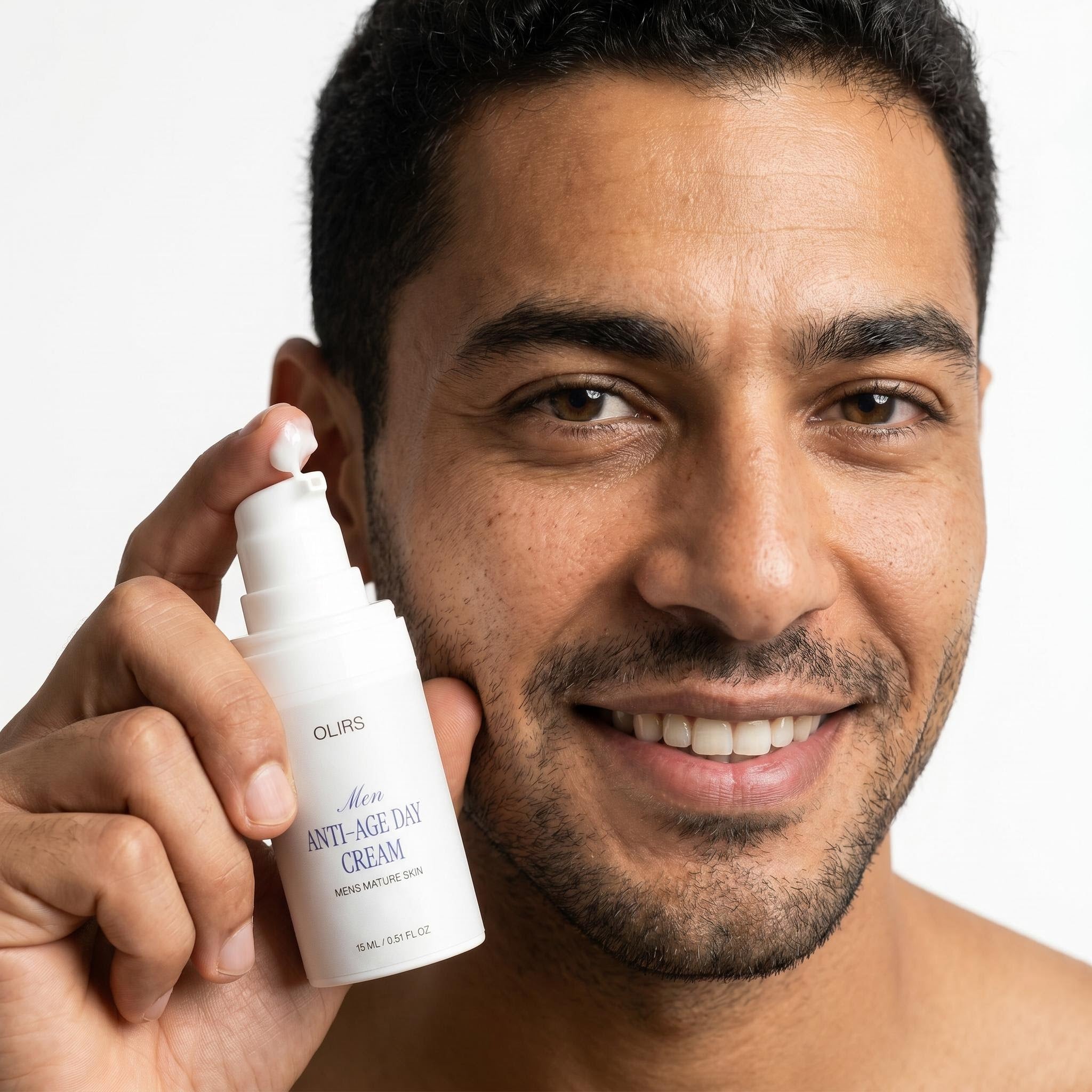Anti-Age Day Cream - Character Holding Product | OLIRS Men's Skincare